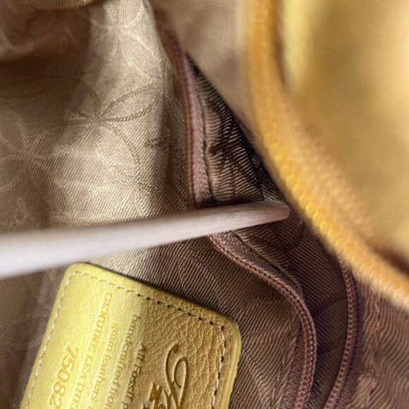 VINTAGE FOSSIL YELLOW PEBBLES LEATHER SHOULDER STRAP WITH SILVERTONE HARDWARE - Picture 6 of 8